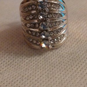 Silver Plated Stacked CZ Diamond Ring